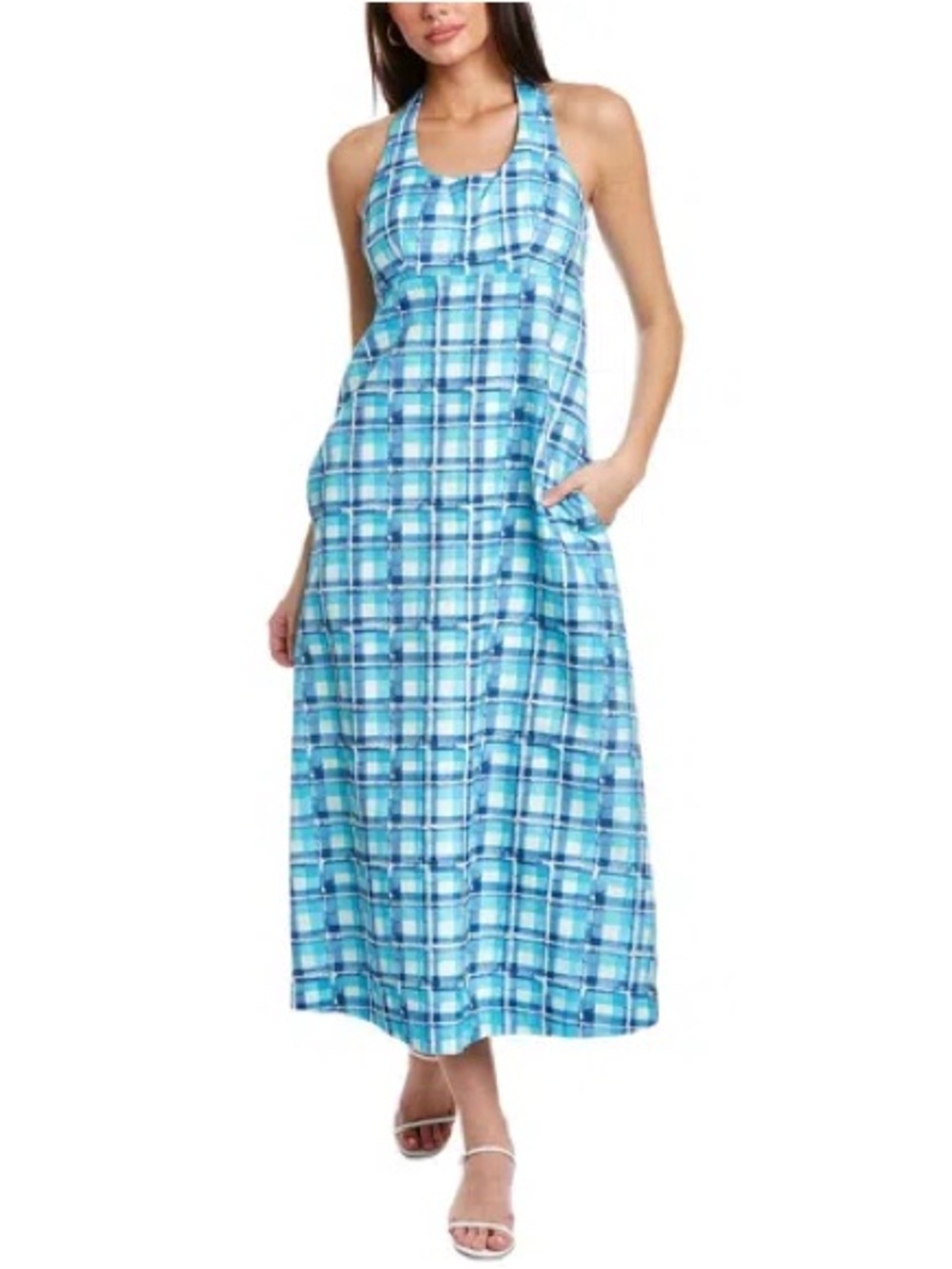 FRANCES VALENTINE Iris Malia Halter Dress In Blue Size 12